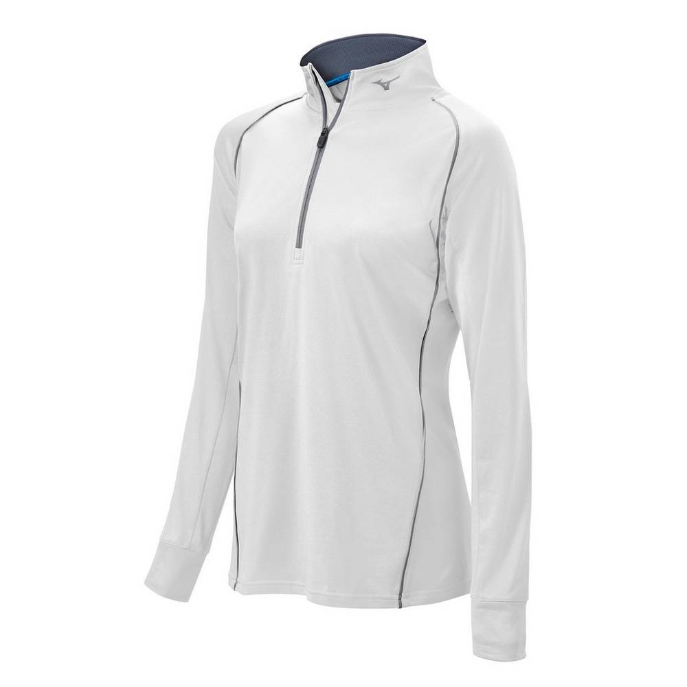 Maglione Mizuno Comp 1/2 Cerniera Long Sleeve Donna - Bianche - 13826-MITF